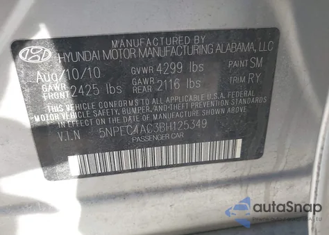 2011 Hyundai Sonata Limited z USA, uszkodzony, nr VIN 5NPEC4AC3BH125349